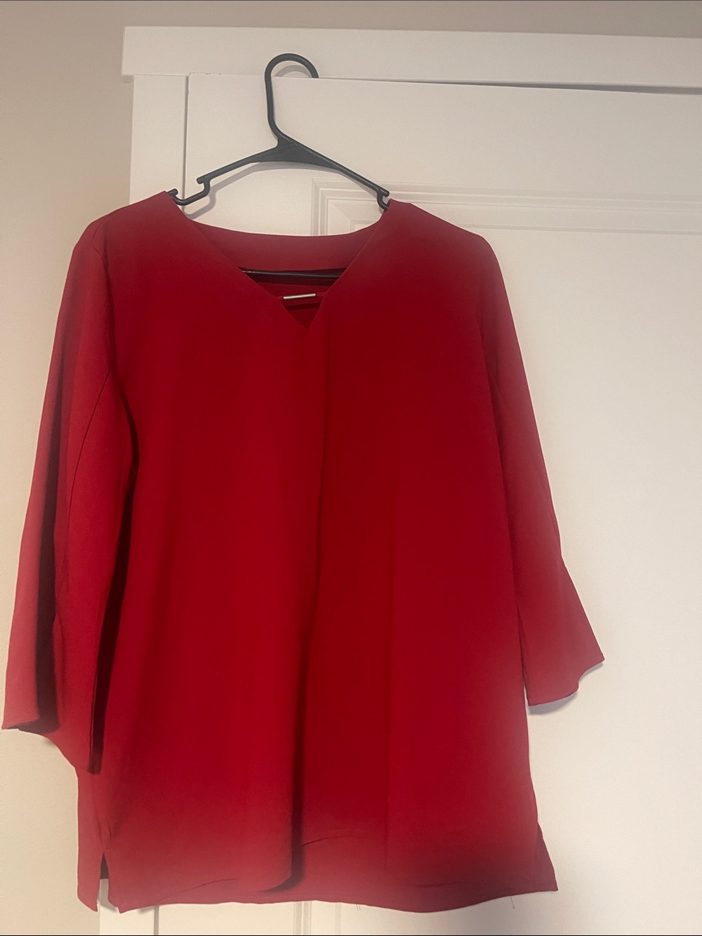 Women’s Red V-Neck Blouse - Classic Lightweight Top